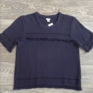 J.Crew Navy Blue Textured Women's Top